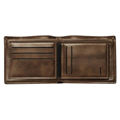 Custom Photo & Engraved Dark Brown PU Leather Wallet – Birthday & Father’s Day Gift