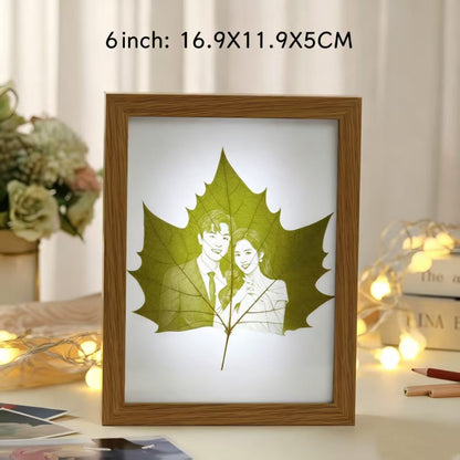Personalized Photo on a Real Leaf – LED Light-Up Frame | Custom Nature Gift