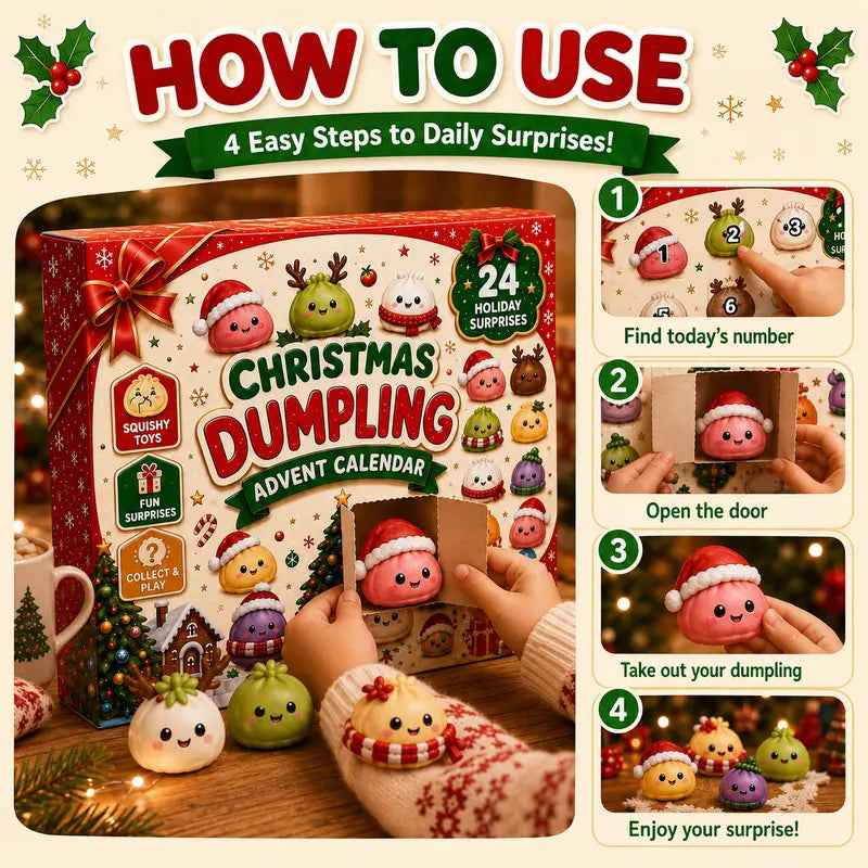 2026 Christmas Squishy Advent Calendar – 24-Day Dumpling Fidget Toy for Kids