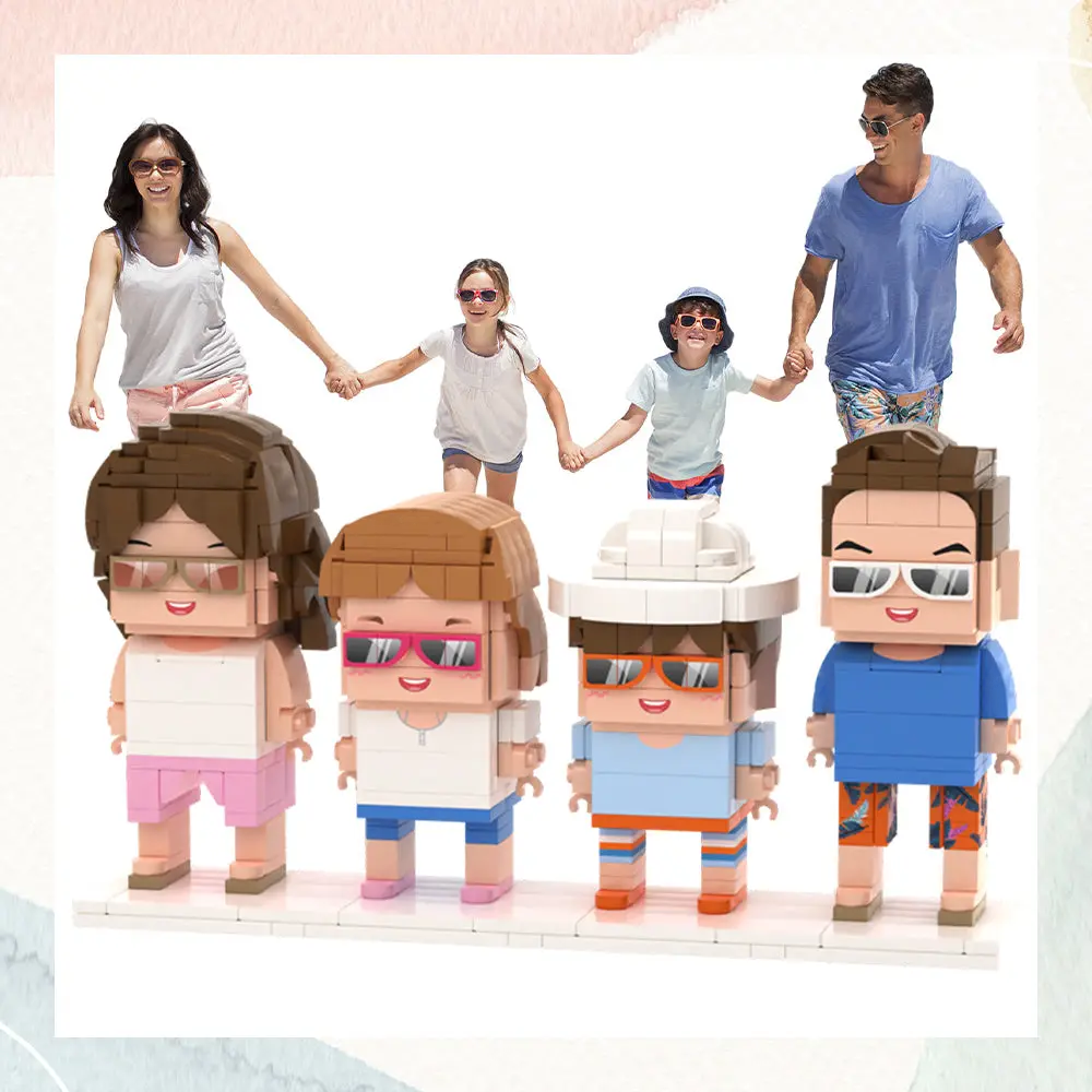 Custom Full-Body Brick Figures for 4 People – Family Gift