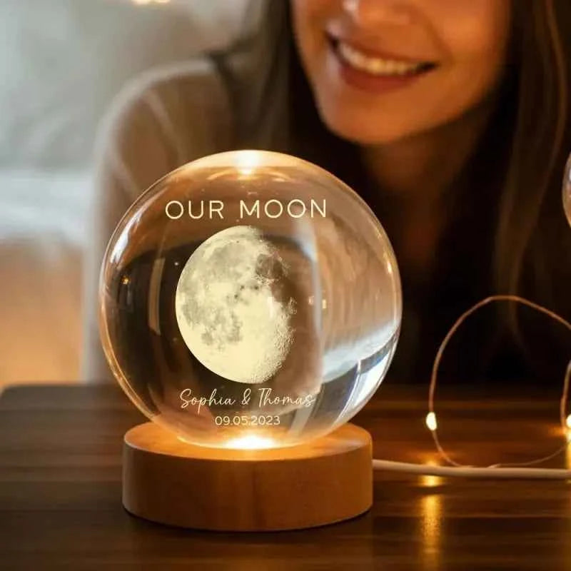 Personalized Our Moon Special Day Crystal Ball LED