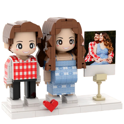Custom Full-Body Duddu Brick Figures – 2 People (Pregnancy Edition)