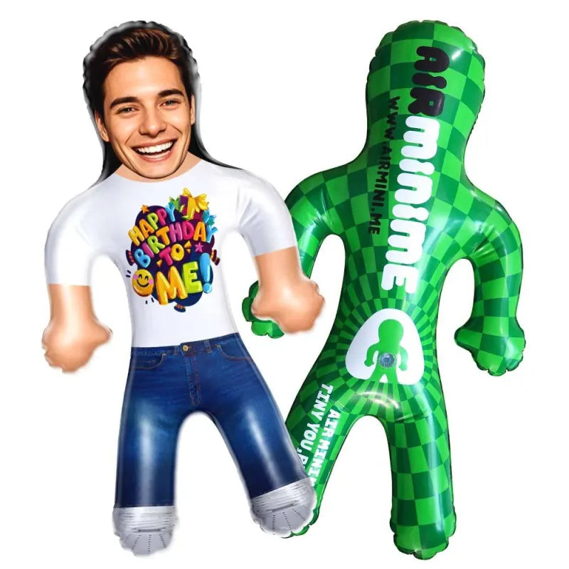 Custom MadeMine Happy Birthday to Me! inflatable face balloon, funny air doll for birthday party decorations and favors.