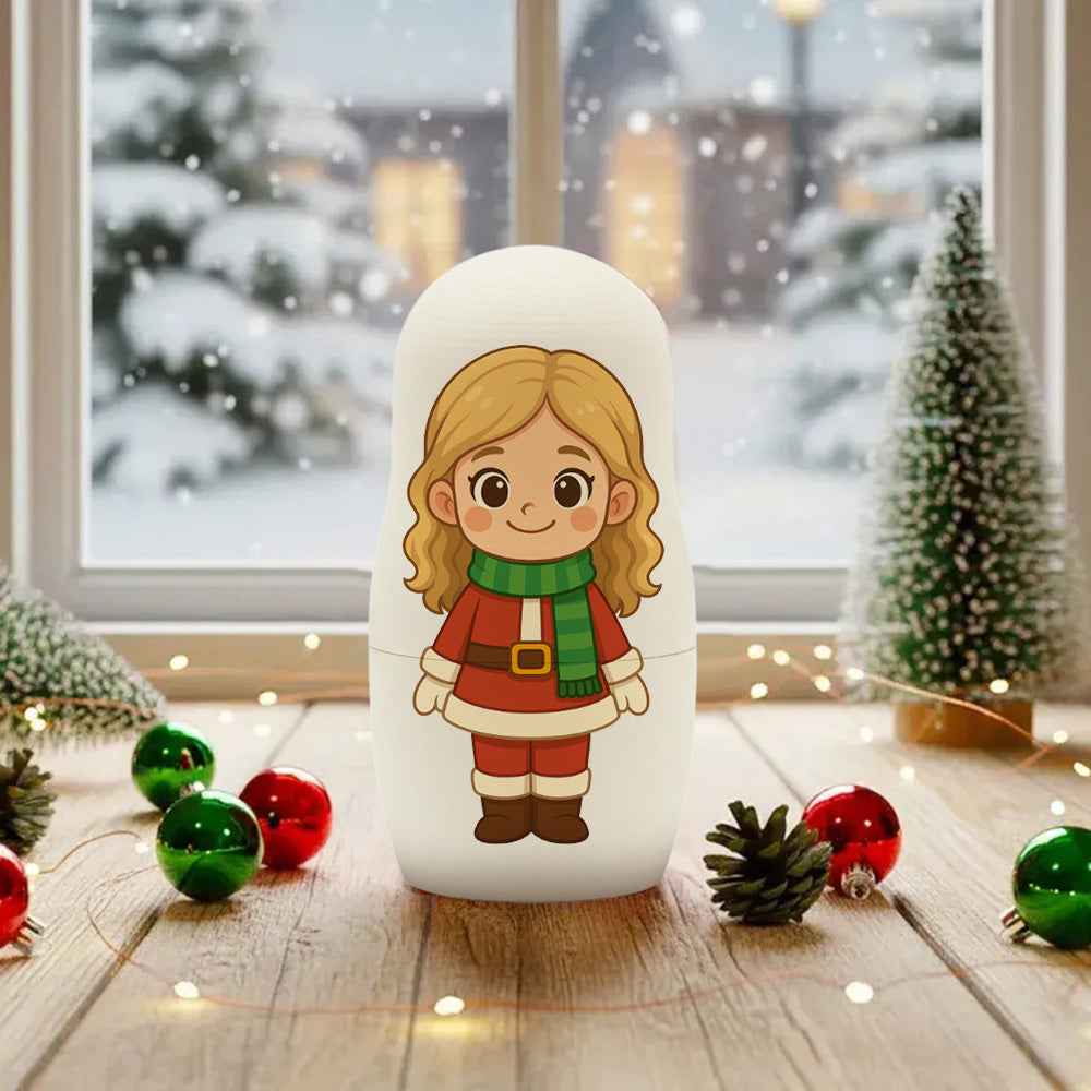 (5 Working Days Production) Personalized Portrait Nesting Doll Custom Photo Family Portrait Preview Cartoon Style Gift Photo Christmas Gift