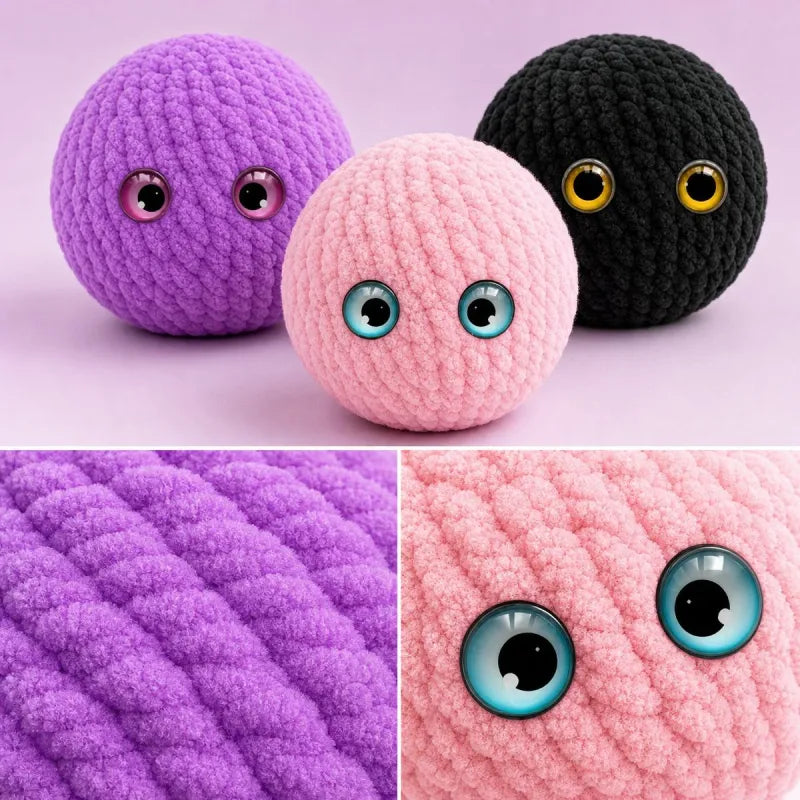MadeMine crochet bubble squishy ball fidget toy with soft, textured bubbles for stress relief and sensory play.