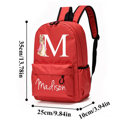 MadeMine personalized kids' backpack featuring a cute rabbit design, perfect for school and back-to-school gifts.