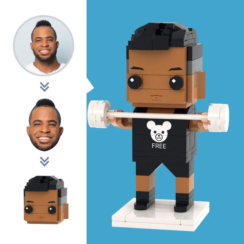 Customized Head Weightlifter Brick Figures Small Particle Building Block Toys Can Be Customized As Building Block Art Gifts