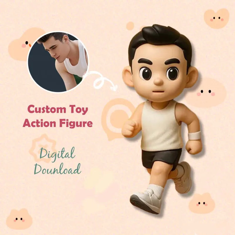 Custom 2-person 3D mini figure from photo, personalized toy gift for couples, made by MadeMine, featuring detailed miniature characters.