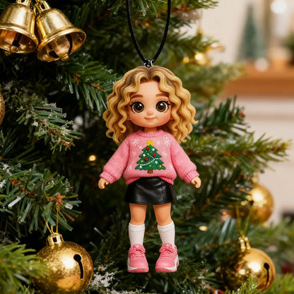MadeMine custom 3D mini figure car hanging ornament, personalized car decoration with detailed miniature figure and adjustable string.