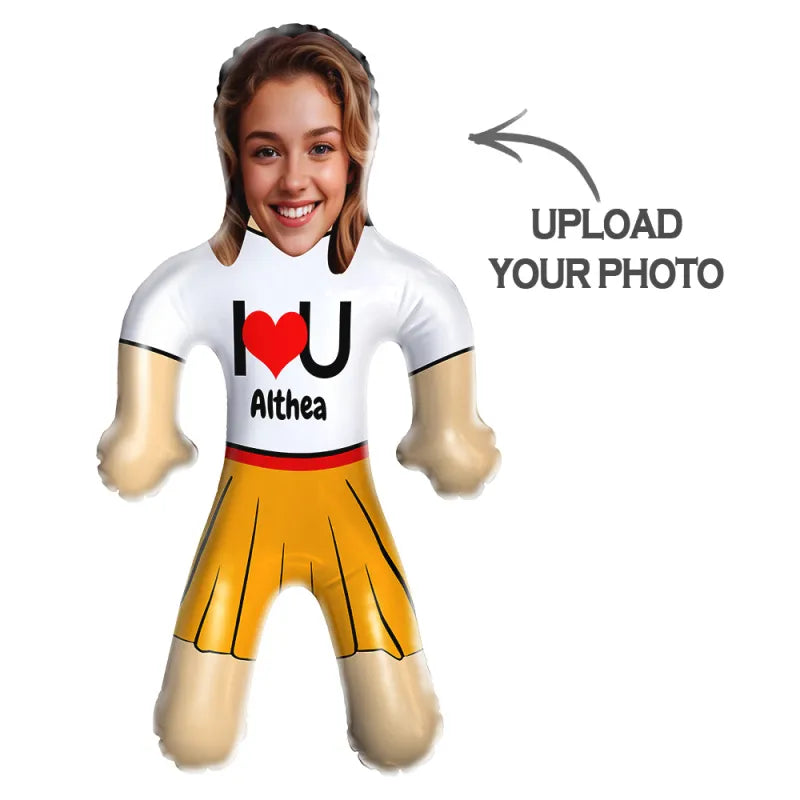 Custom Face & Text "I lOVE U" Blow Up Dolls Funny Inflatable Balloon Custom Air Doll for Party Favors