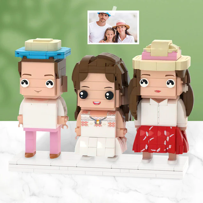 Custom Full-Body Brick Figures for 3 People – Family Gift