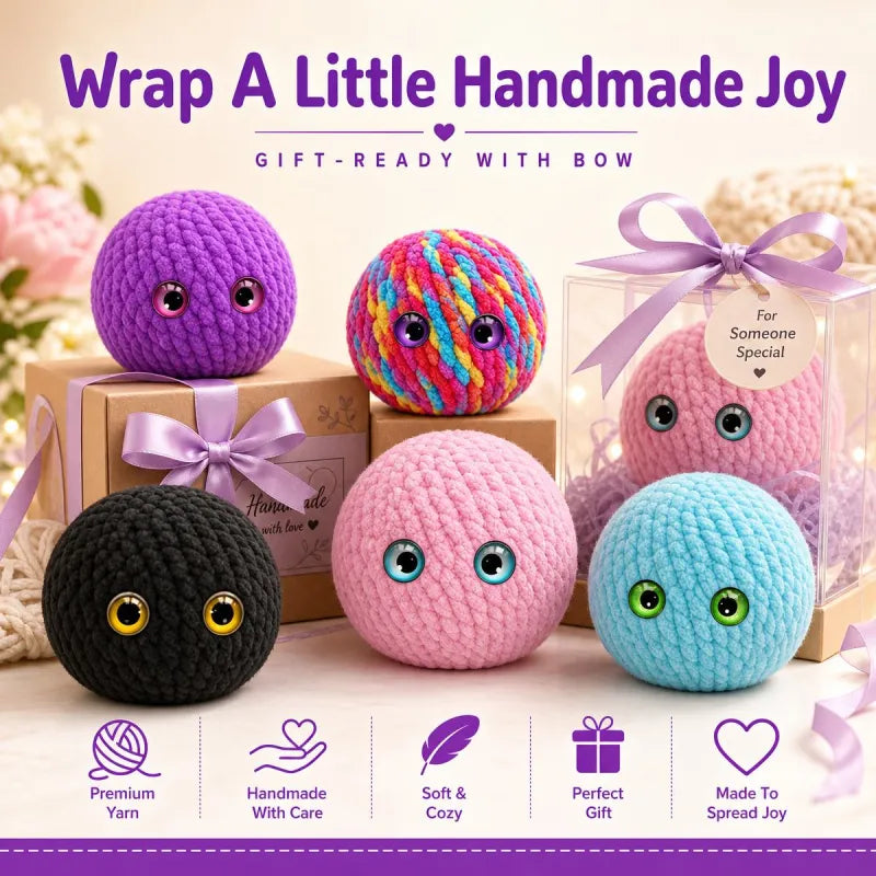 MadeMine crochet bubble squishy ball fidget toy with soft, textured bubbles for stress relief and sensory play.
