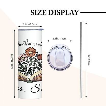 Personalized Wildflowers Teacher Tumbler – 20oz Skinny with Lid & Straw