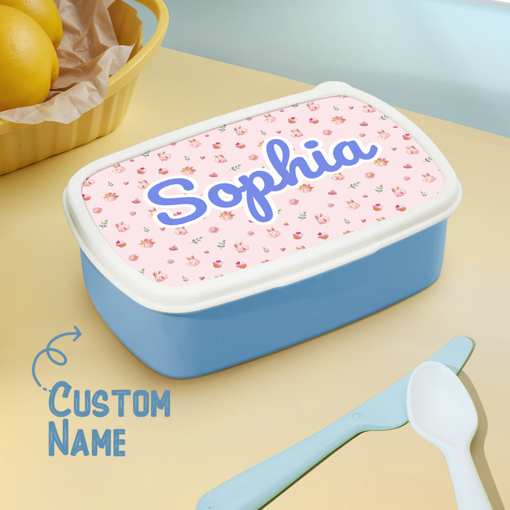Personalized Cartoon Rabbit Lunch Box – Custom Name Kids Back to School Gift