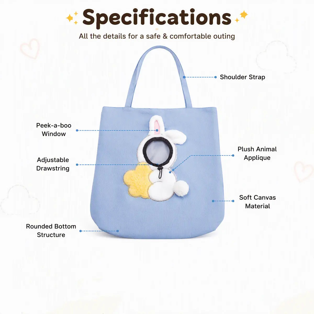 MadeMine personalized pet carrier sling bag with breathable canvas, designed for small dogs and cats, featuring custom name embroidery.