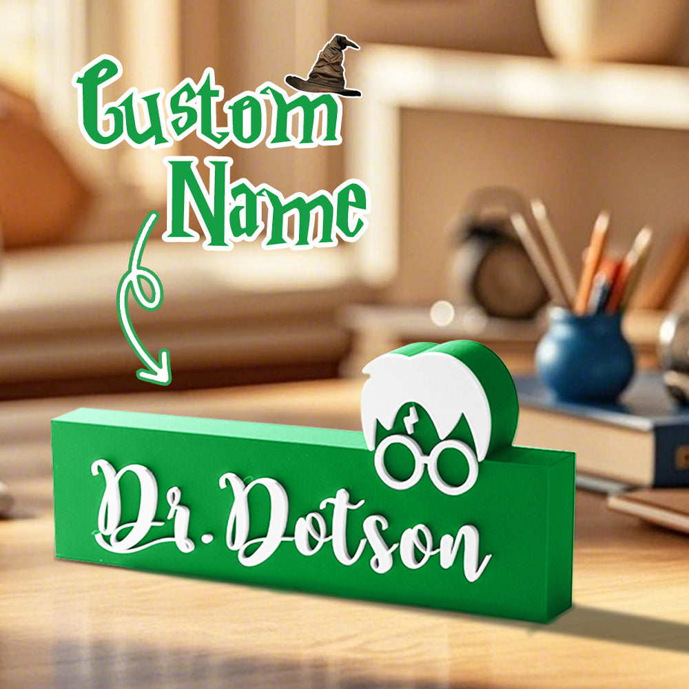Personalized Wizard Name Sign – 3D Printed Teacher & Librarian Desk Gift