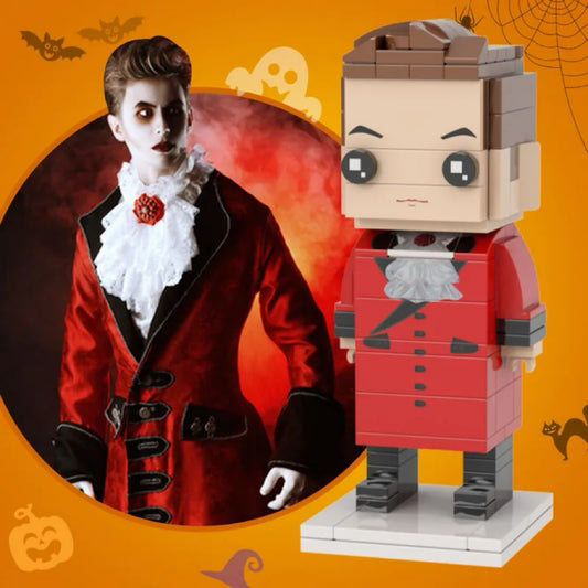 Figuras de ladrillo personalizadas de cuerpo completo para 1 persona, bloques de partículas pequeñas, figuras de ladrillo de Scarlet Count, regalos de Halloween.