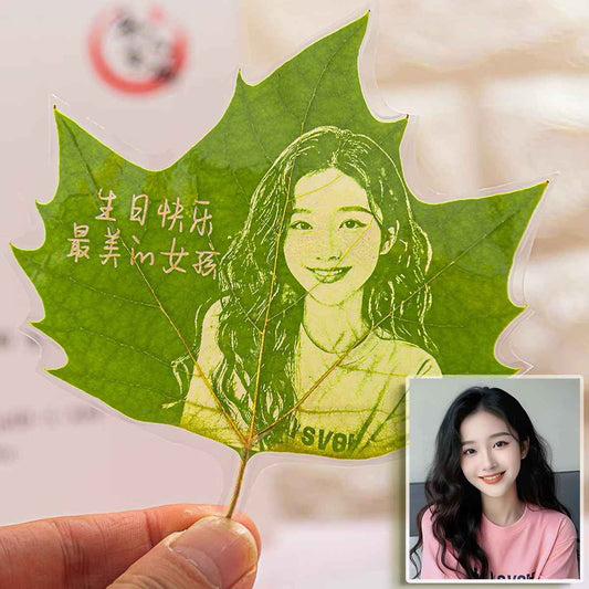 Personalized Photo on a Real Leaf – LED Light-Up Frame | Custom Nature Gift
