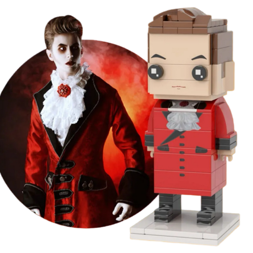 Figuras de ladrillo personalizadas de cuerpo completo para 1 persona, bloques de partículas pequeñas, figuras de ladrillo de Scarlet Count, regalos de Halloween.