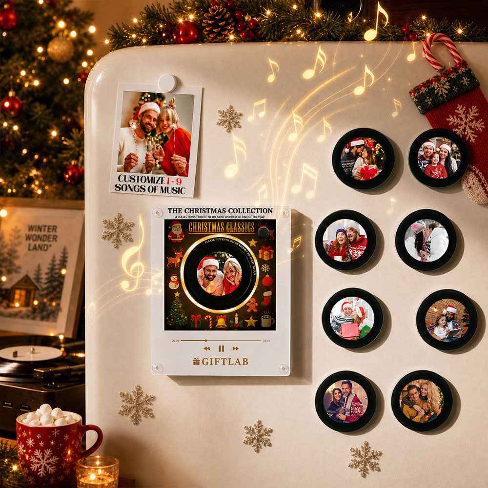 Custom Christmas Mini Vinyl Record Player with 9 Magnetic Discs, Personalized Music Gift for Music Lovers (Production time 1-2 weeks)