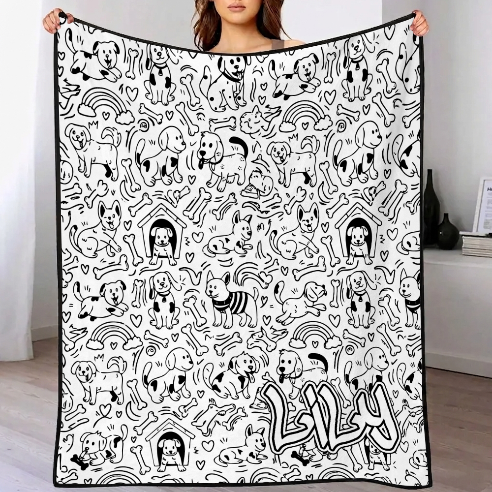 Custom DIY drawing blanket by MadeMine with 24-color markers, washable keepsake blanket for kids and adults featuring personalized art.