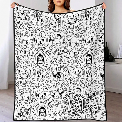 Custom DIY drawing blanket by MadeMine with 24-color markers, washable keepsake blanket for kids and adults featuring personalized art.