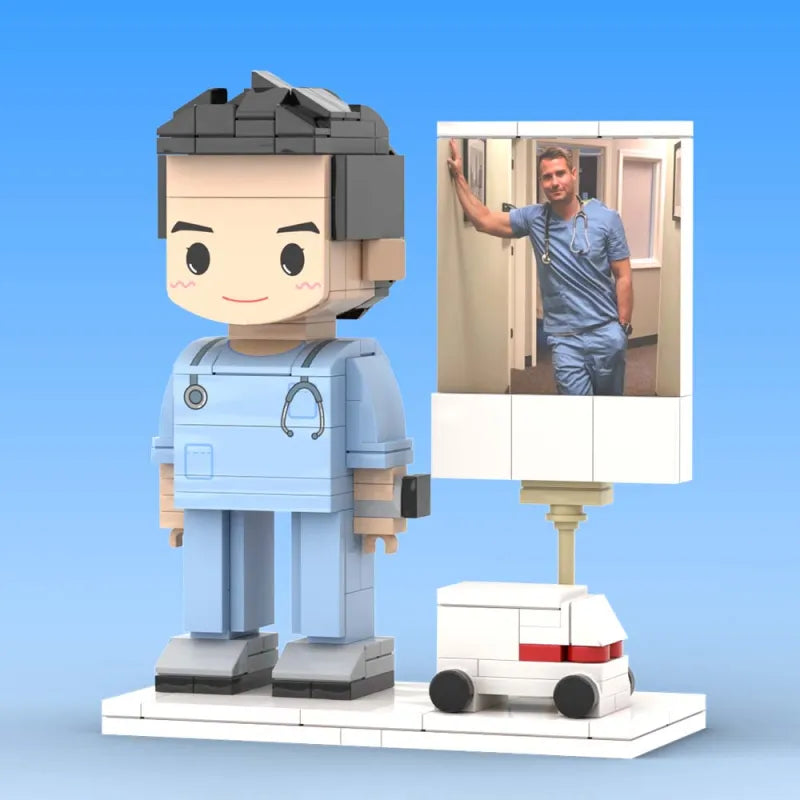 Full Body Customized 1 Person Brick Figures with Photo Doctor Theme Gift Birthday Gift Valentines Gift Father's Day Gift