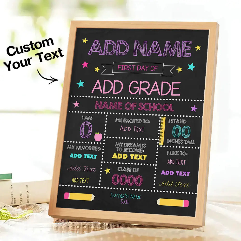 Personalized First Day of School Sign – Custom Name Back to School Gift