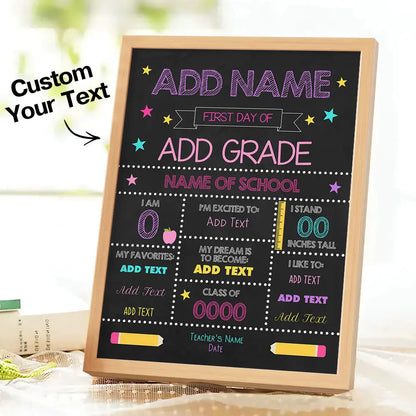 Personalized First Day of School Sign – Custom Name Back to School Gift