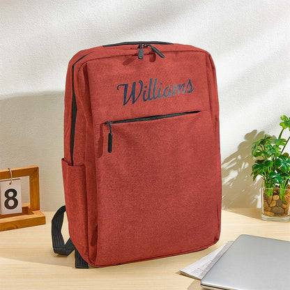 Personalized MadeMine laptop backpack with custom name, fits 15.6-inch laptops, stylish college bag for men and women.