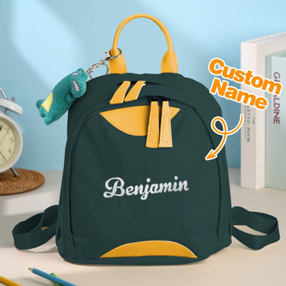 Personalized mini embroidery backpack by MadeMine with custom name, ideal kids school bag with colorful embroidery design.