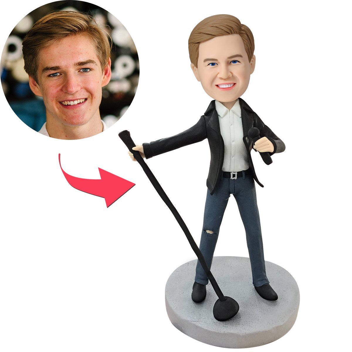 Figura Bobblehead Personalizada de Cantante Principal con Texto Grabado