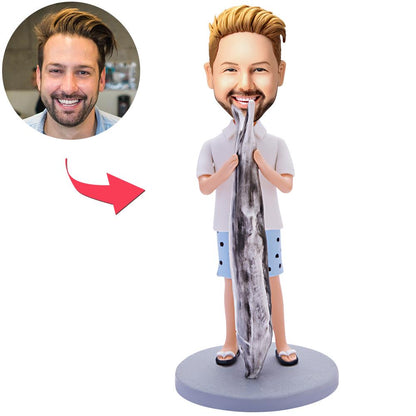 Custom Fishing Bobblehead – 1 Person with Personalized Text