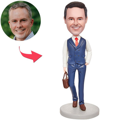 MadeMine Business heren pakbuideltas met gepersonaliseerde bobblehead en gravure, gedetailleerd en opvallend ontwerp