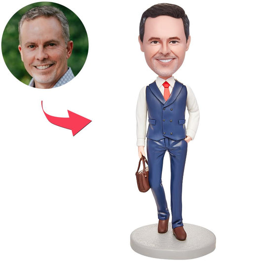 MadeMine Business heren pakbuideltas met gepersonaliseerde bobblehead en gravure, gedetailleerd en opvallend ontwerp