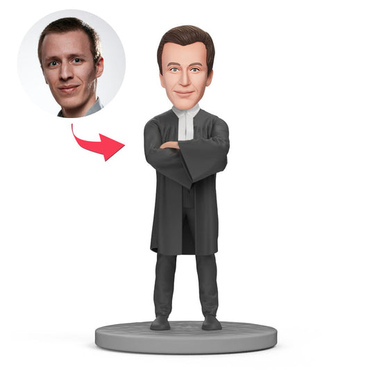 Handsome lawyer bobblehead van MadeMine met gegraveerde tekst, gedetailleerd en levendig weergegeven in de afbeelding.