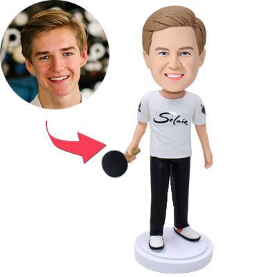 Ping Pong Speler Op Maat Gemaakte Bobblehead Met Gegraveerde Tekst