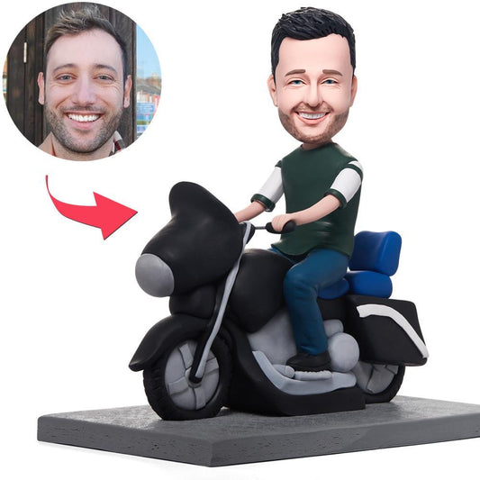 Custom Motorcycle Bobblehead – 1 Person with Personalized Text