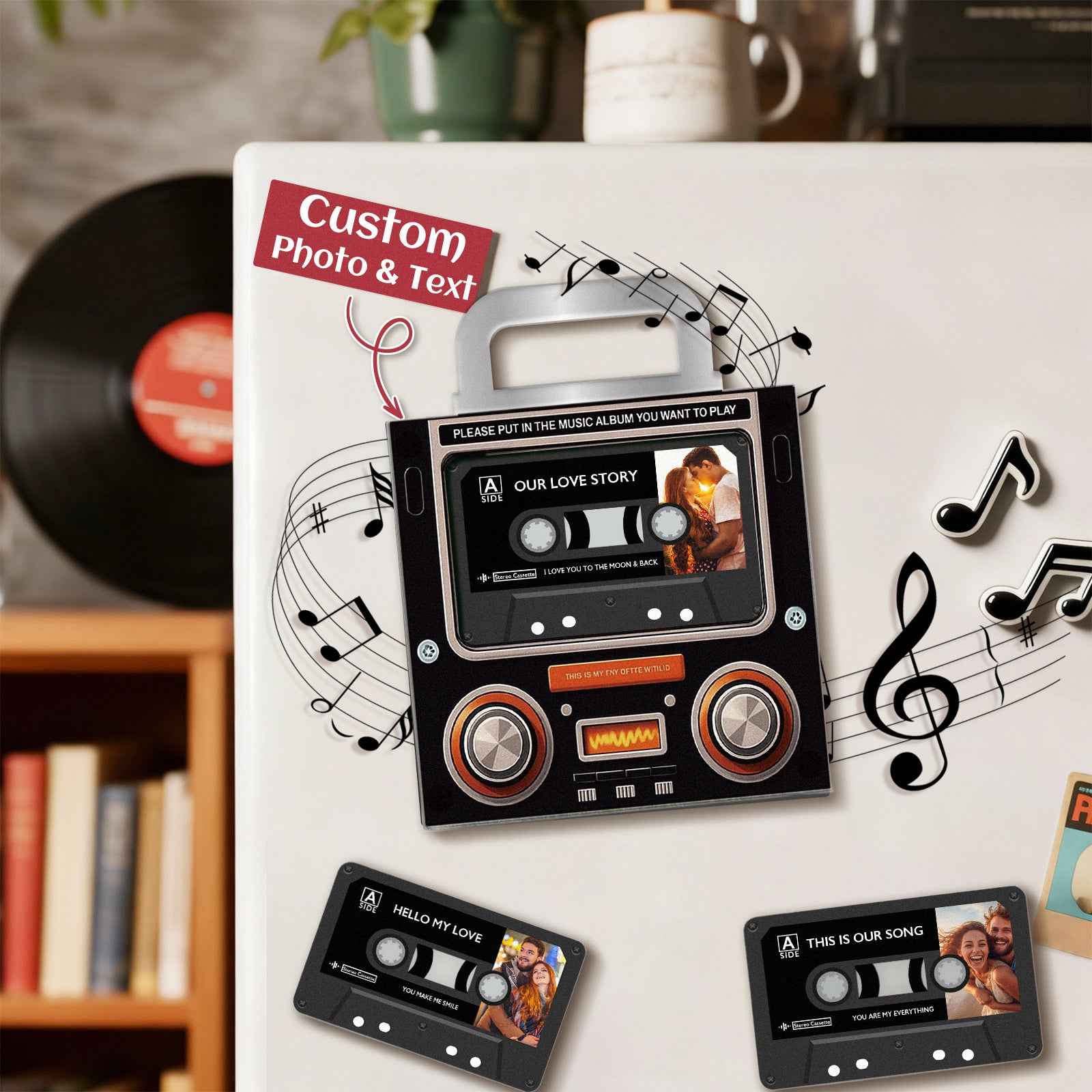 Music MixTape Fridge Magnet – Cassette-Shaped Acrylic Music Player | Retro Gift for Couples