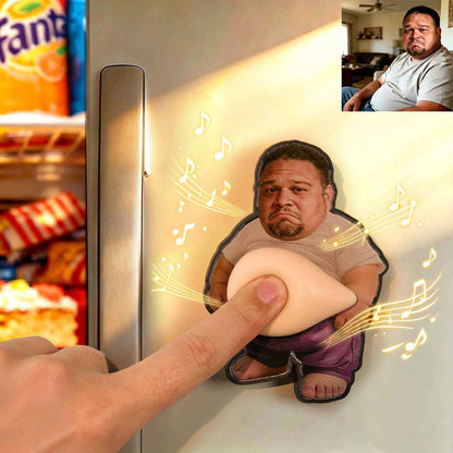 Personalized Squishy Photo&Music Fridge Magnet – Custom Photo Character Squeeze Belly Magnet with Built-in Sound, Funny Gift for Family & Co