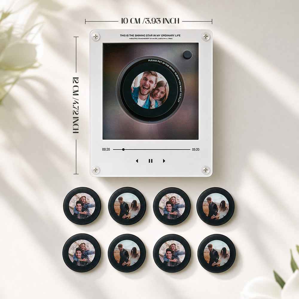 Custom Mini Vinyl Record Player with 9 Magnetic Discs, Personalized Music Gift for Couples, Anniversary Memories (Production time 1-2 weeks)