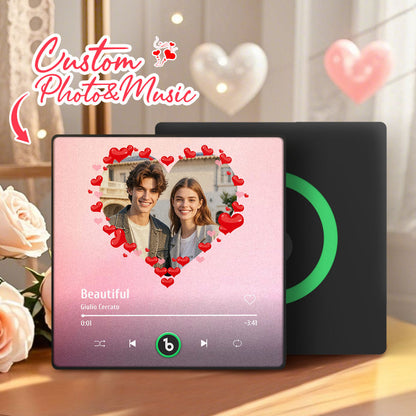 FridgeBeats Framed 4.0 Personalized Heart Style Photo Music Fridge Magnet Valentines Gift Album Fridge