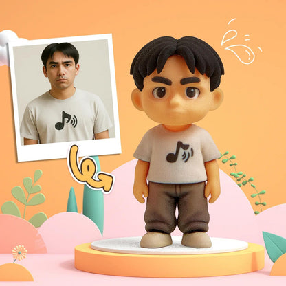 Custom 3D mini figure of two people from photo, personalized couple toy gift by MadeMine, showing detailed miniature figurines.