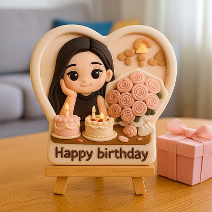 Custom 3D Wedding Figurine with Wooden Holder - Personalized Bride & Groom Gift - Mini Brick Custom