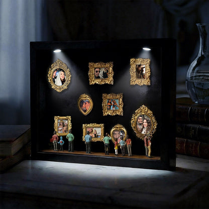 Miniature personalized museum gift by MadeMine featuring a black frame and spotlights, perfect for couples or as a cute gift.