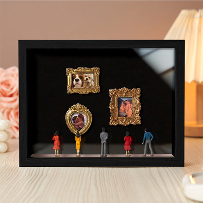 Miniature personalized museum gift in a black frame, featuring a custom design for couples, perfect for Valentine's Day or anniversary.