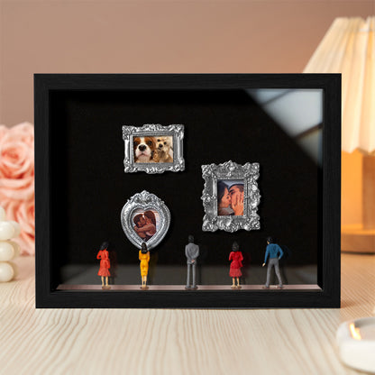 Personalized Museum of Us black frame gift featuring miniature couple figures, ideal for Valentine's Day or anniversary from MadeMine.