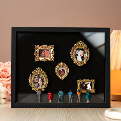 Miniature personalized museum gift with black frame, featuring engraved details, perfect for couples on Valentine's Day or anniversaries.