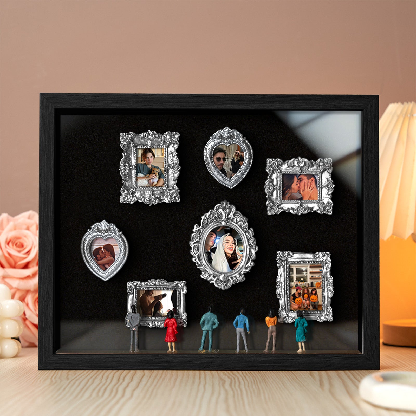 MadeMine personalized couple's gift in a black frame featuring a miniature museum design, perfect for Valentine's Day or anniversary.