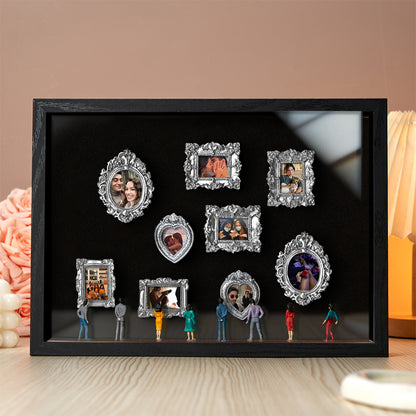Personalized miniature museum gift in a black frame, featuring meaningful details for couples, perfect for Valentine's Day or anniversaries.